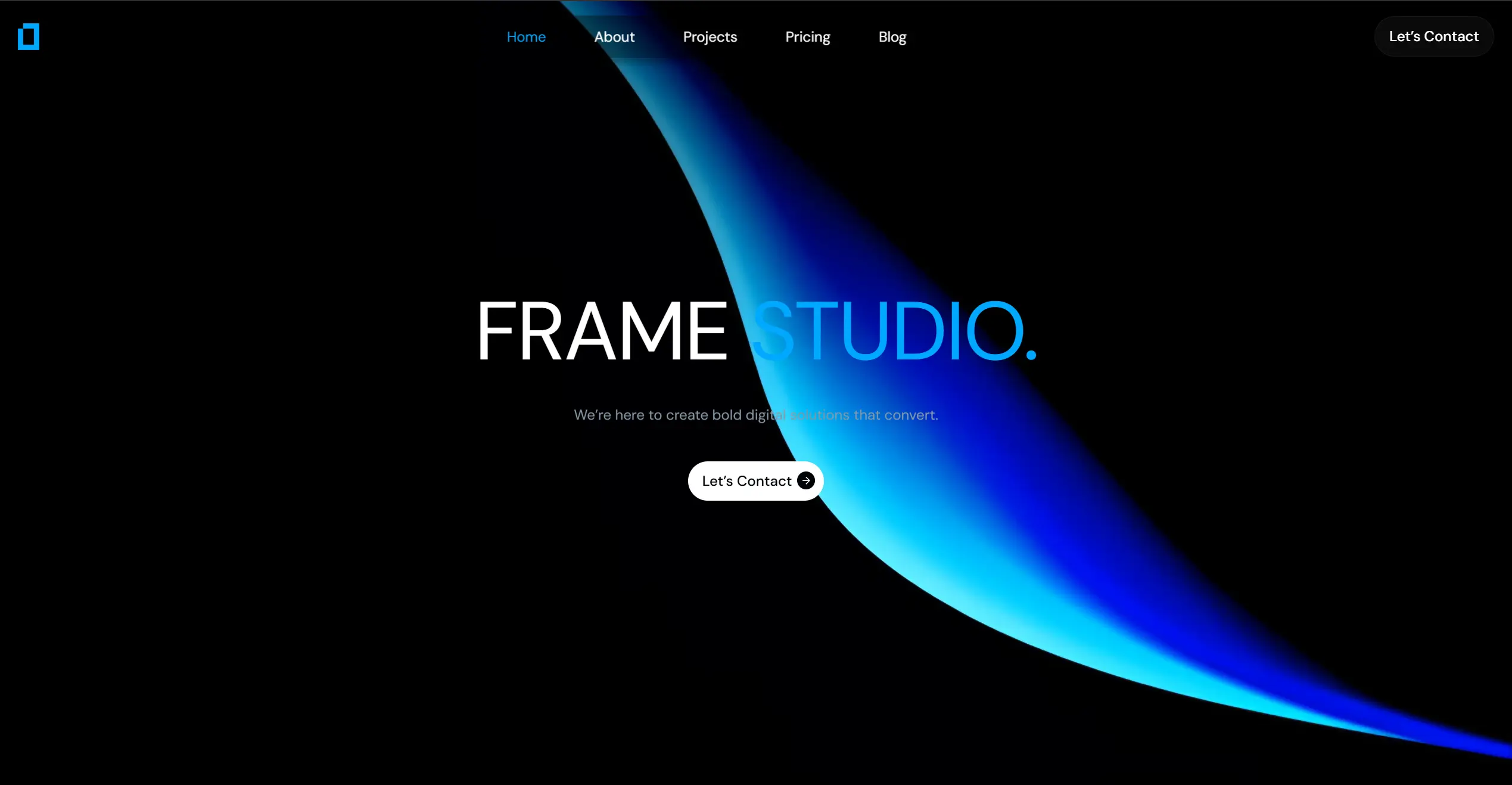 Frame homepage screenshot